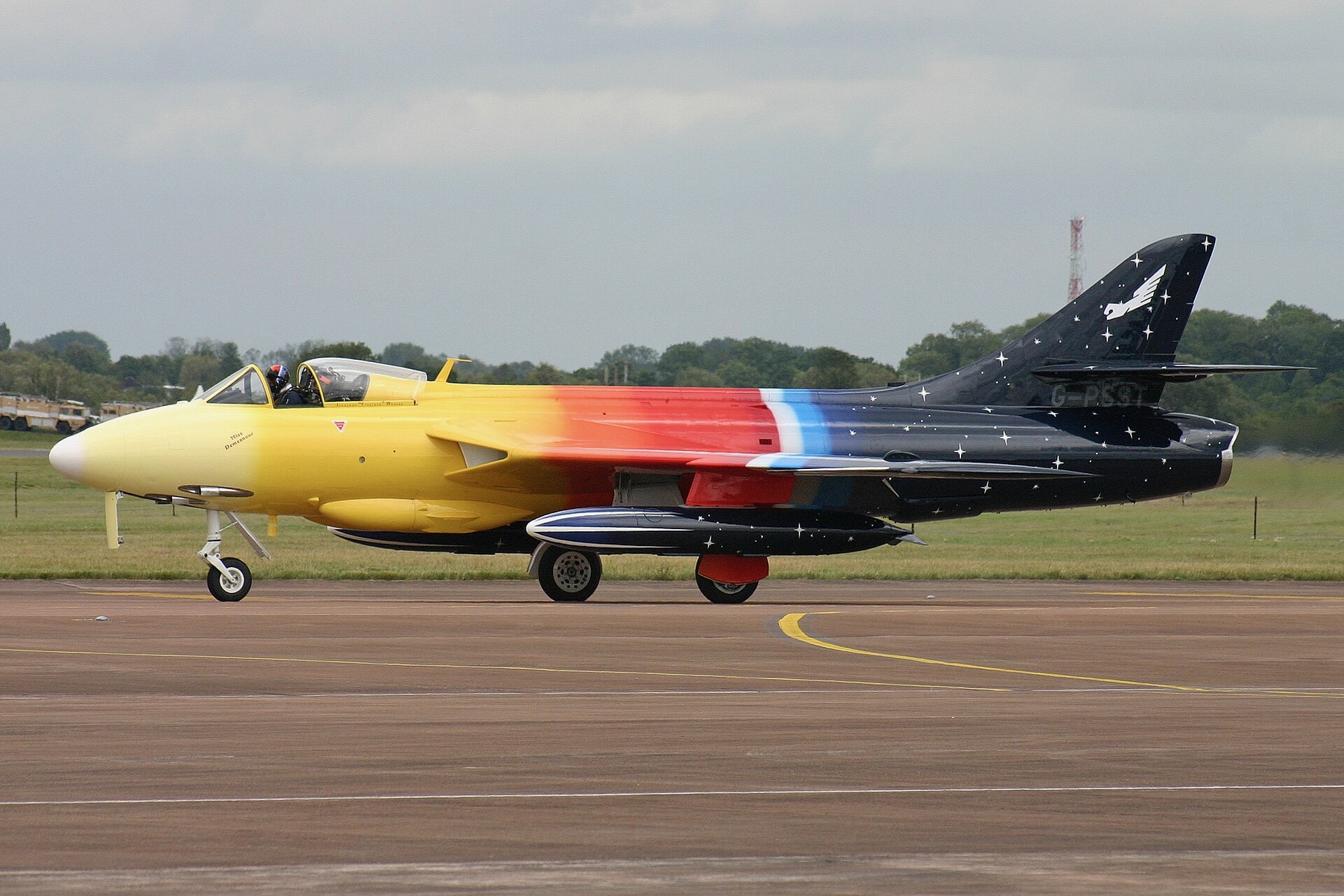 Pilot rescued after Hawker Hunter crash
